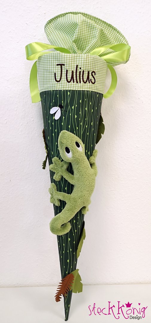 Schultüte 85cm Gecko grün
