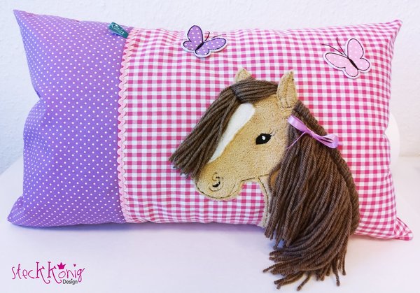 Kissen Pferd pink/flieder 50x30